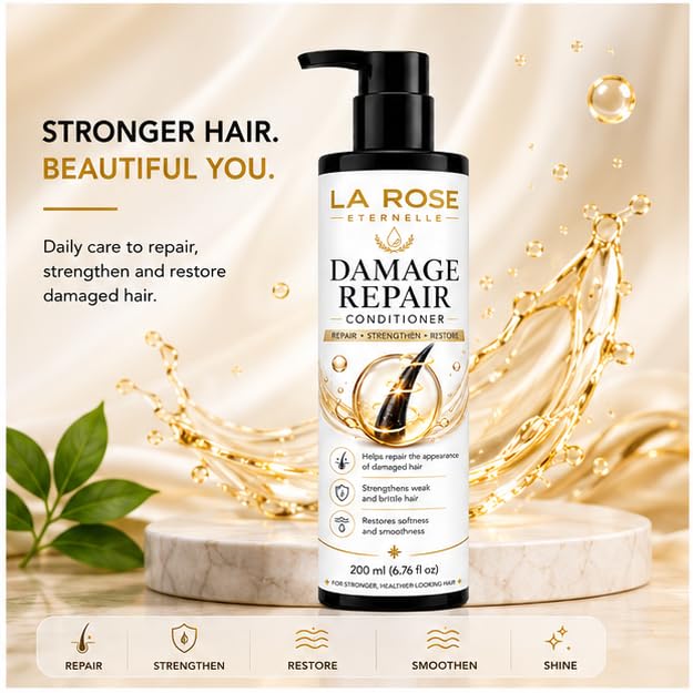 LA ROSE ETERNELLE Damage Repair Conditioner for Dry & Damaged Hair Hair Strengthening Conditioner Smooth & Soft Hair Care Formula 200 ml