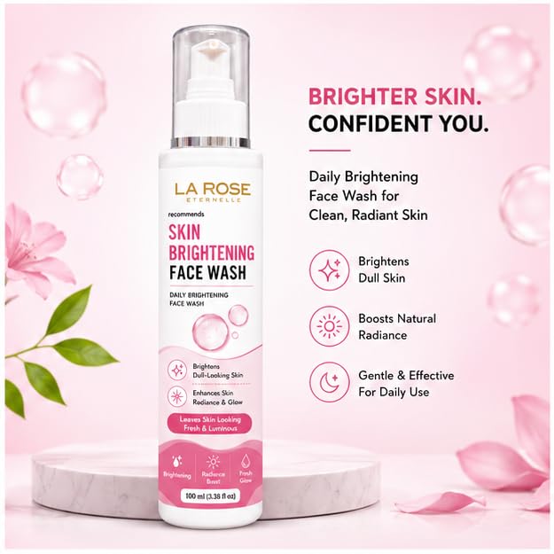 LA ROSE ETERNELLE Skin Brightening Face Wash | Daily Facial Cleanser for Men & Women | Skin Brightness & Glowing Hydration | 100 ml