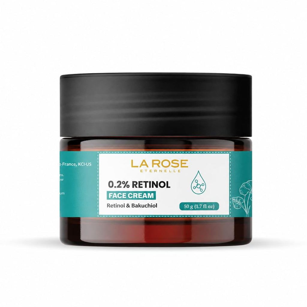 LA ROSE ETERNELLE Retinol 0.2% Face Cream with Bakuchiol | Anti Aging Face Moisturizer for Men & Women | Daily Facial Cream for Smoother Looking Skin | 50 g