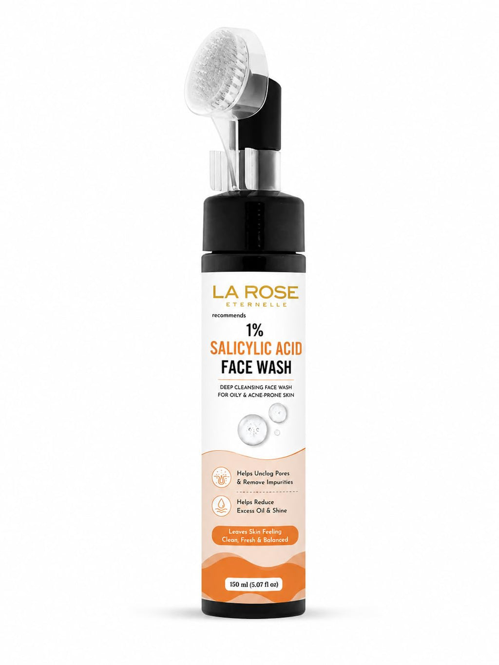 LA ROSE ETERNELLE 1% Salicylic Acid Face Wash with Soft Silicone Brush Applicator, Deep Cleansing Face Cleanser for Oily & Acne-Prone Skin, Daily Use Face Wash, 150 ml