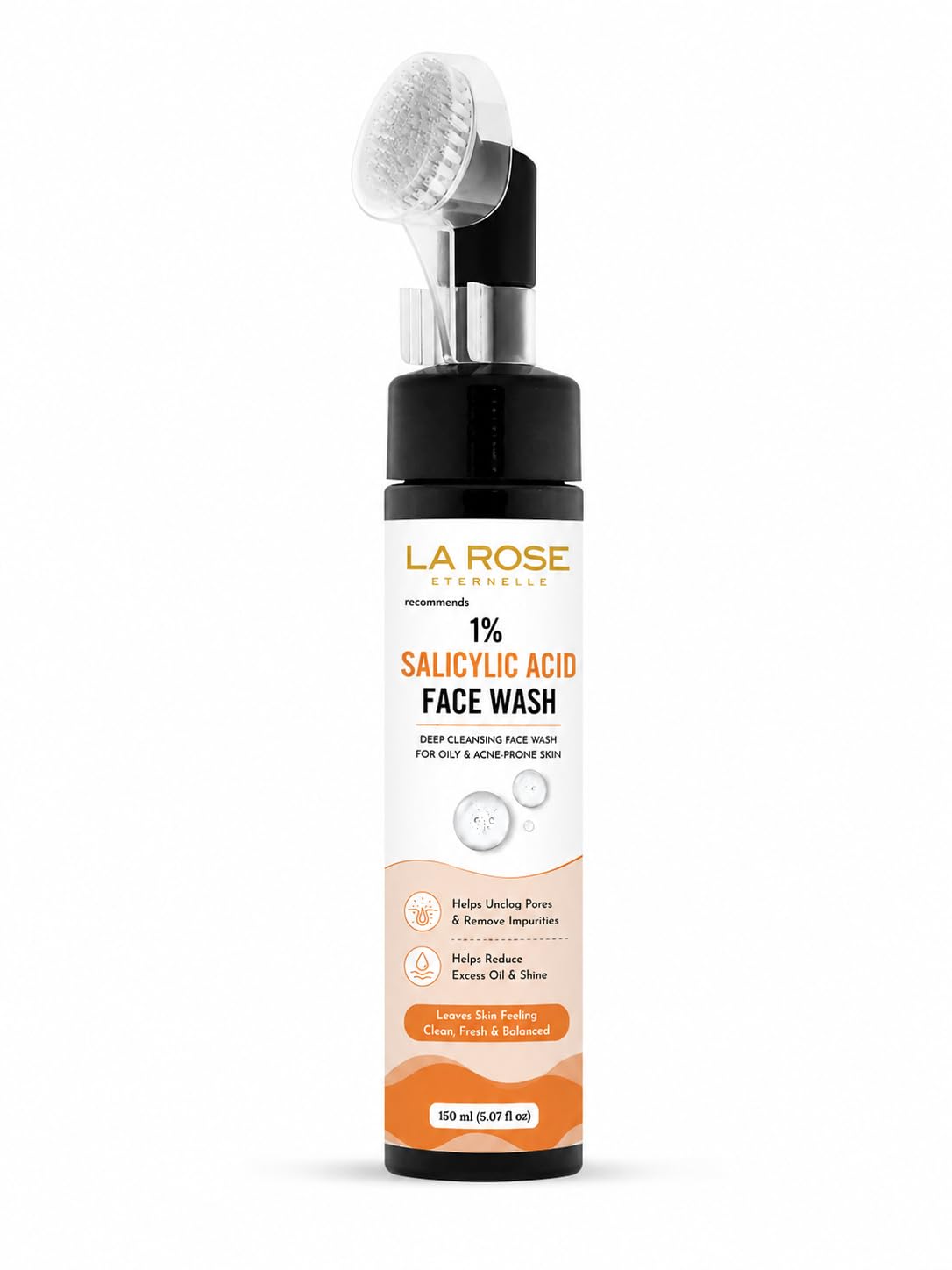 LA ROSE ETERNELLE 1% Salicylic Acid Face Wash with Soft Silicone Brush Applicator, Deep Cleansing Face Cleanser for Oily & Acne-Prone Skin, Daily Use Face Wash, 150 ml