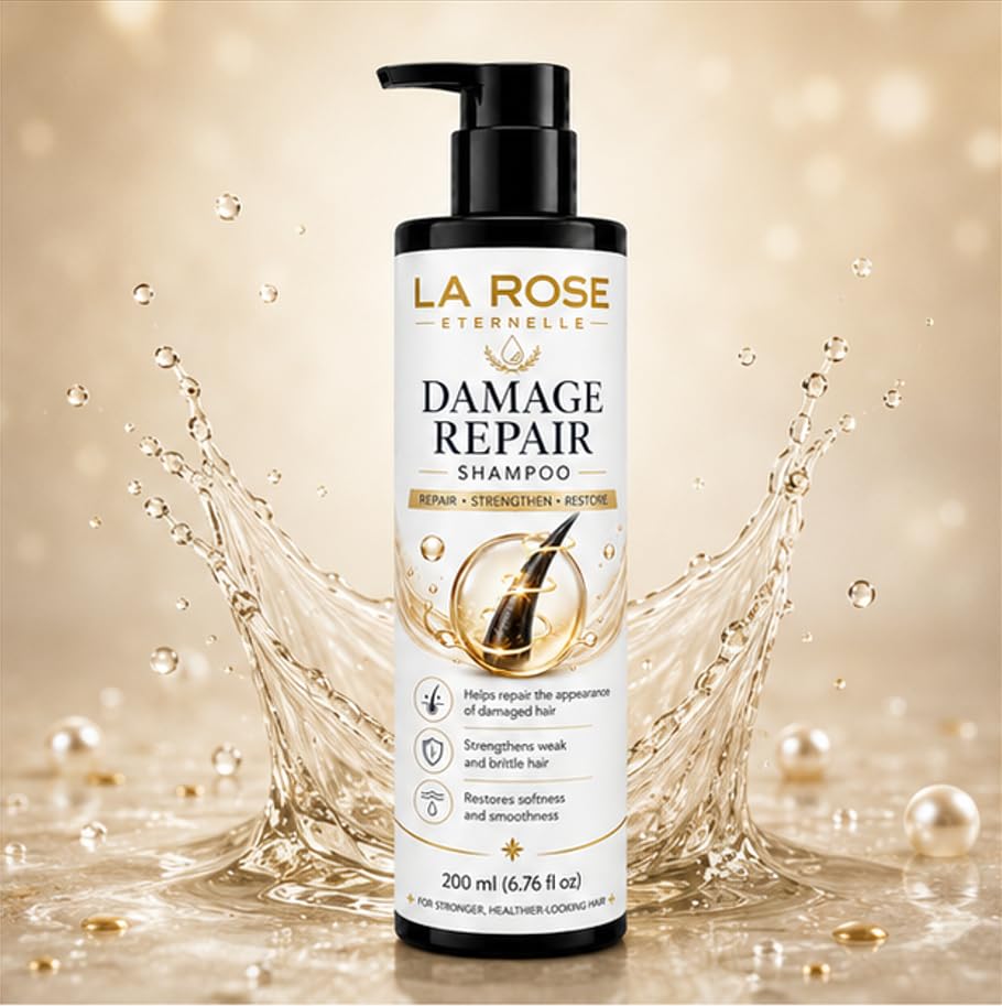 LA ROSE ETERNELLE Damage Repair Shampoo for All Hair Types, Dry and Frizzy Hair Treatment, Smooths Hair, Boosts Growth, 200ml