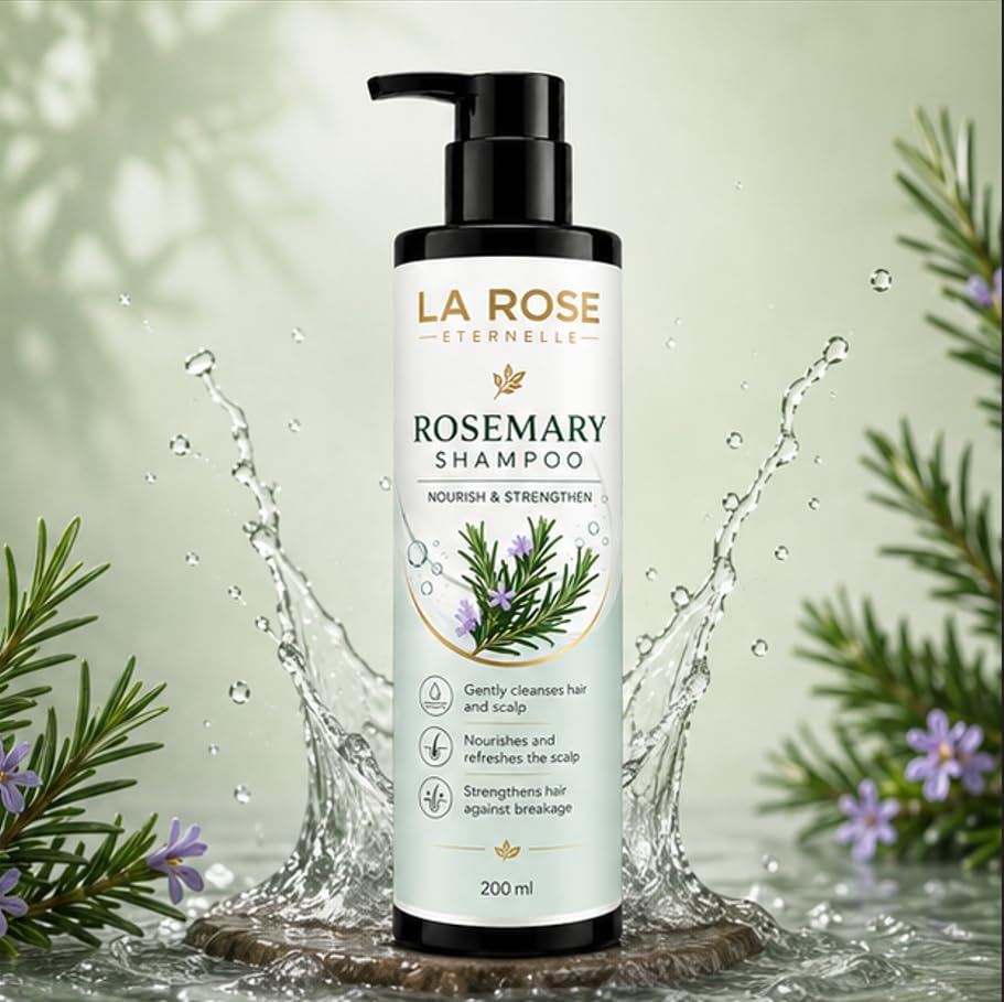 LA ROSE ETERNELLE Rosemary Shampoo, Anti Hair Fall, Frizz-Free, Split Ends Treatment, All Hair Types, 200ml