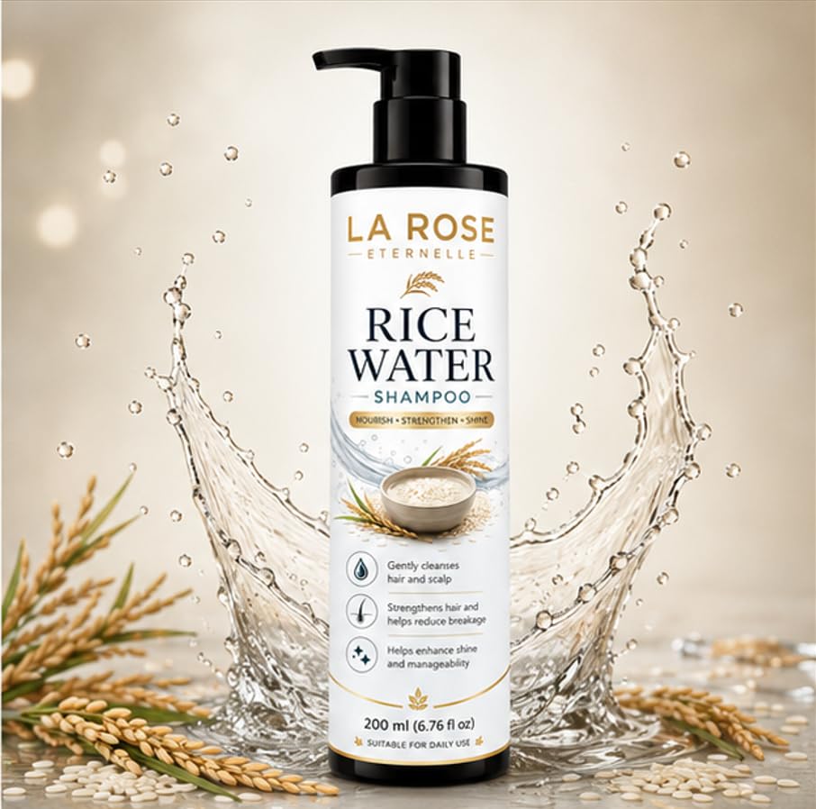 LA ROSE ETERNELLE Rice Water Shampoo for All Hair Types, Repair Bond Strength, Prevents Hair Fall, 200ml