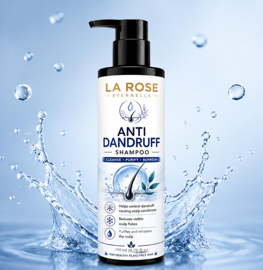 LA ROSE ETERNELLE Anti Dandruff Shampoo for Itchy Flaky Stubborn Hair, All Hair Types, 200ml (6.76 fl oz)