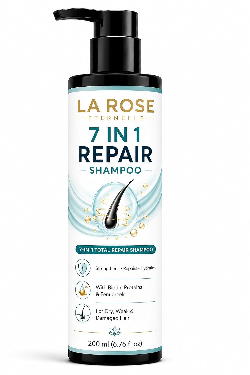 LA ROSE ETERNELLE 7 in 1 Repair Shampoo for Dry, Weak & Damaged Hair, Strengthens Repairs & Hydrates, Smooth & Manageable Hair, 200 ml