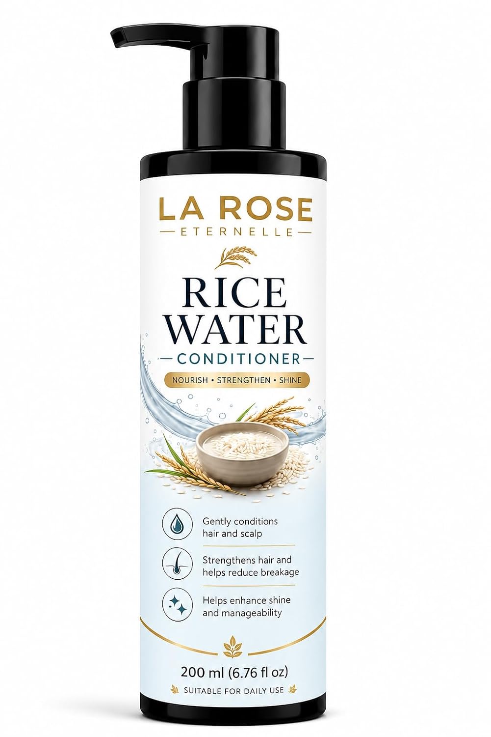 LA ROSE ETERNELLE Rice Water Conditioner Nourishing Hair Care Formula for Smooth Shiny & Manageable Hair Suitable for Men & Women 200 ml