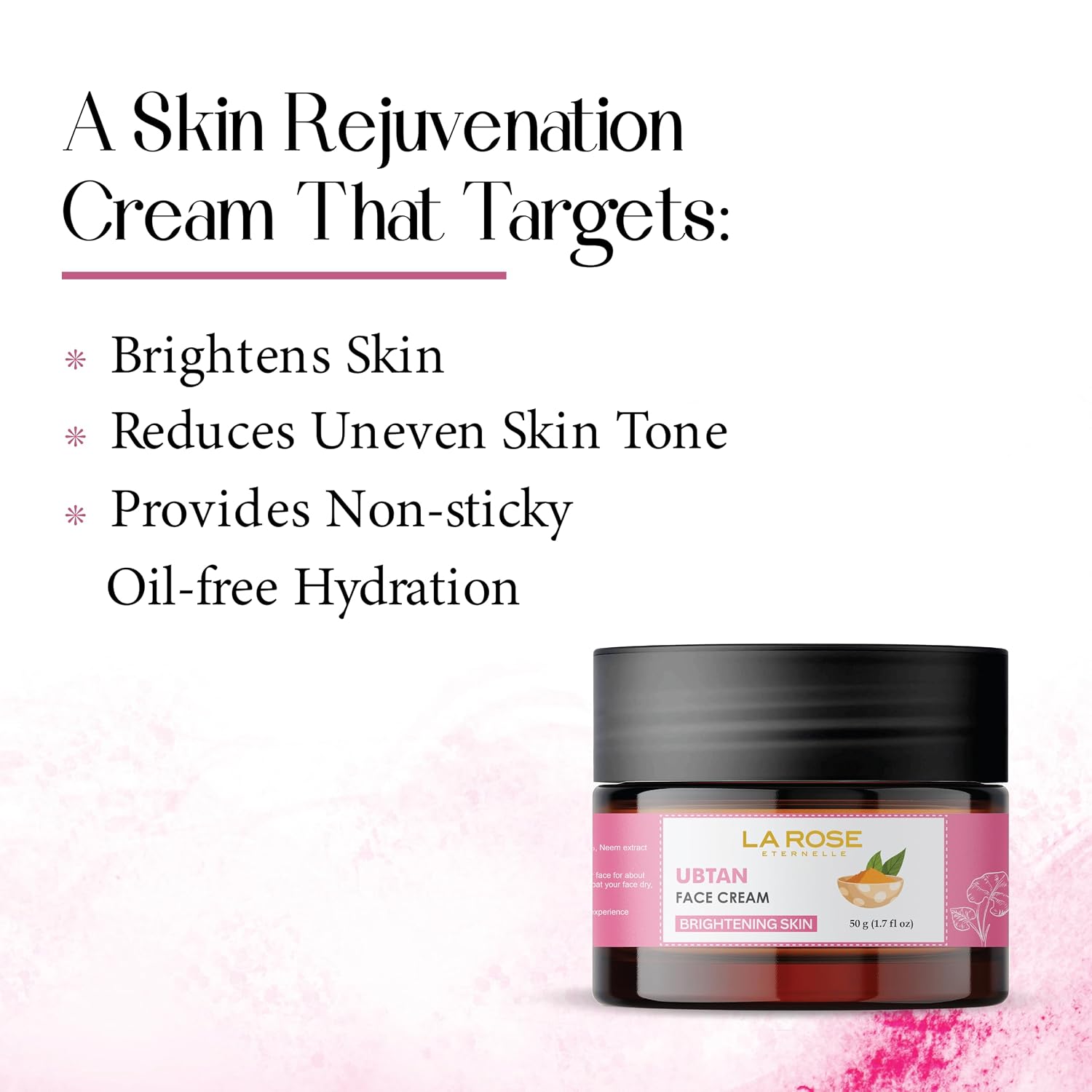 LA ROSE ETERNELLE Ubtan Moisturizer for Men & Women | Daily Facial Hydration Cream | Brightening Skin Care Formula | Lightweight Non-Greasy Texture | 50 g