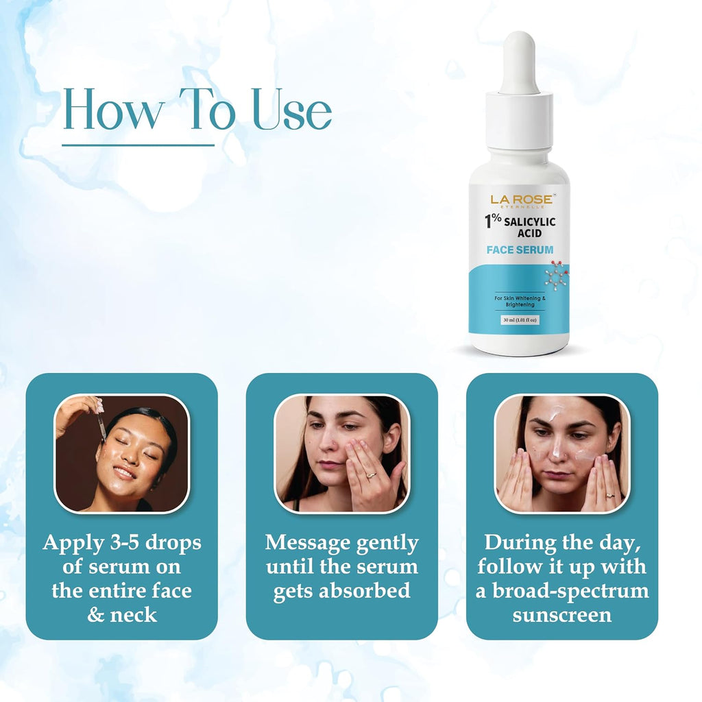 LA ROSE ETERNELLE 1% Salicylic Acid Face Serum Lightweight Facial Serum for Men & Women Daily Skin Care Formula 30 ml
