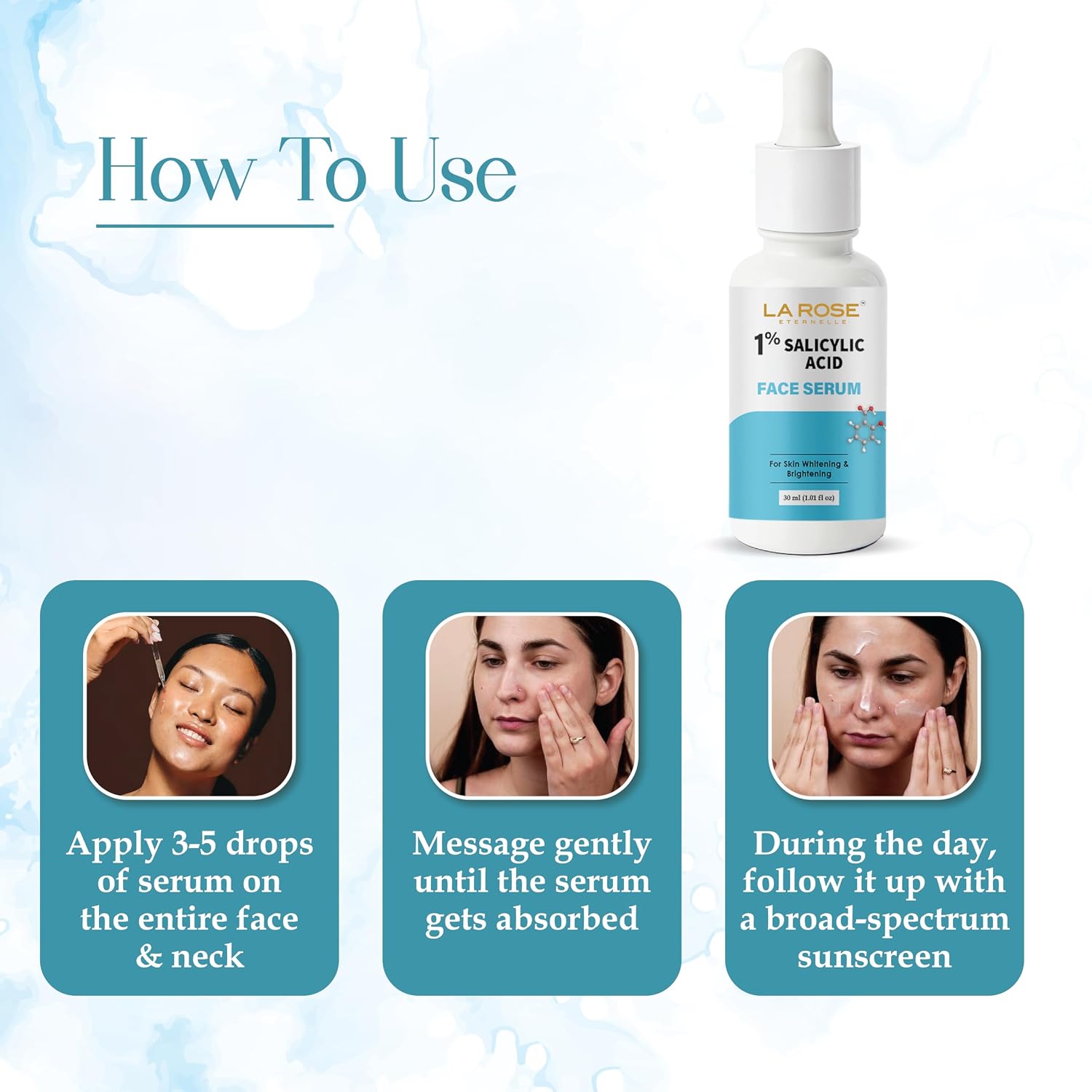 LA ROSE ETERNELLE 1% Salicylic Acid Face Serum Lightweight Facial Serum for Men & Women Daily Skin Care Formula 30 ml