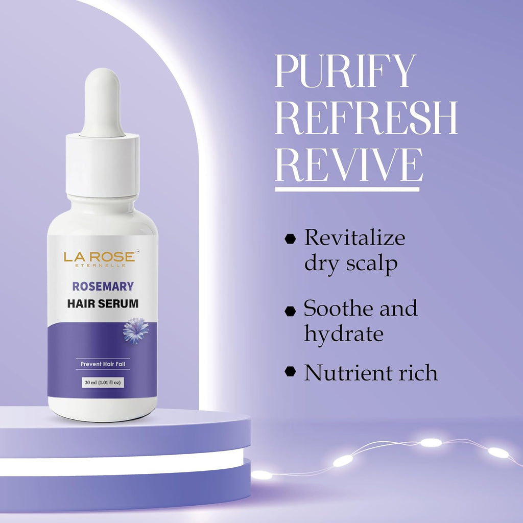 LA ROSE ETERNELLE Rosemary Hair Serum Lightweight Hair Care Serum for Men & Women Nourishing Hair Formula Smooth & Healthy Looking Hair 30 ml