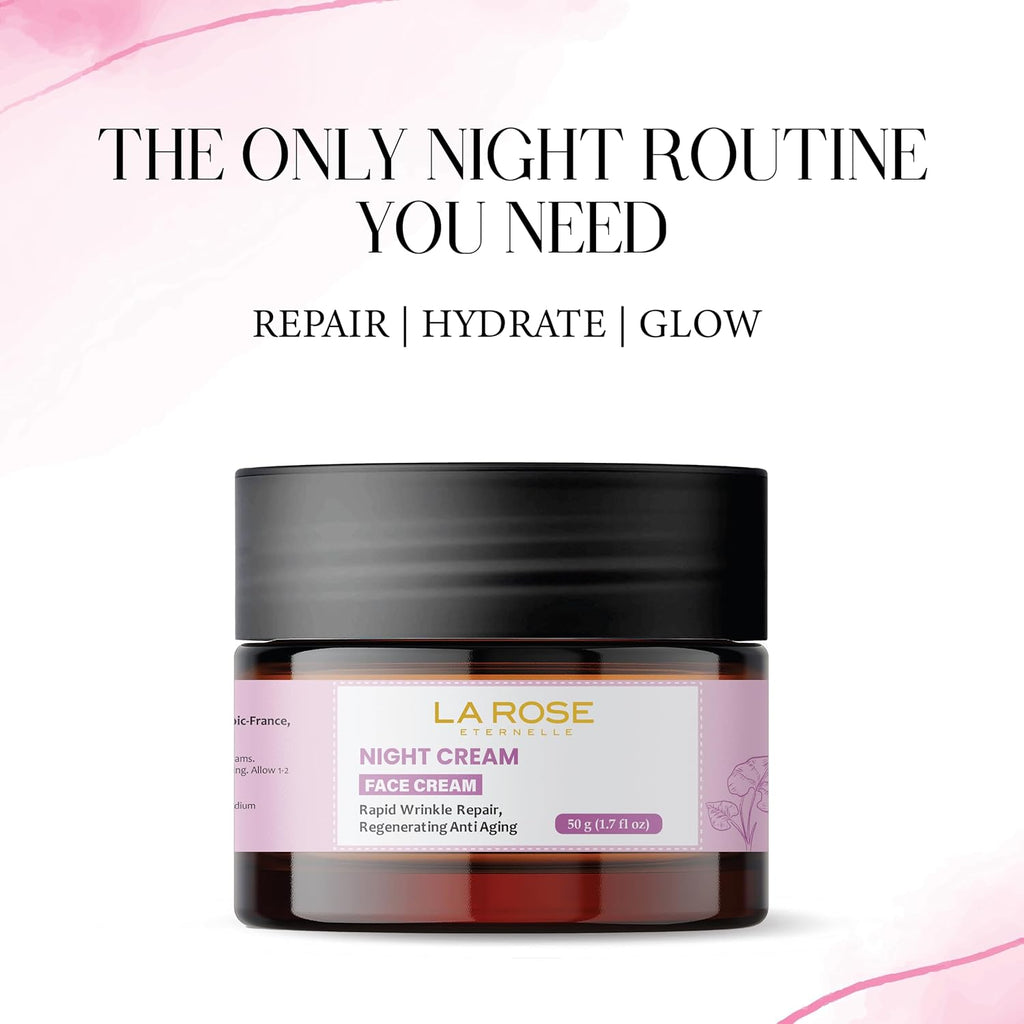 LA ROSE ETERNELLE Night Cream Overnight Facial Moisturizer for Men & Women Hydrating Skin Care Formula Lightweight Face Cream 50 g