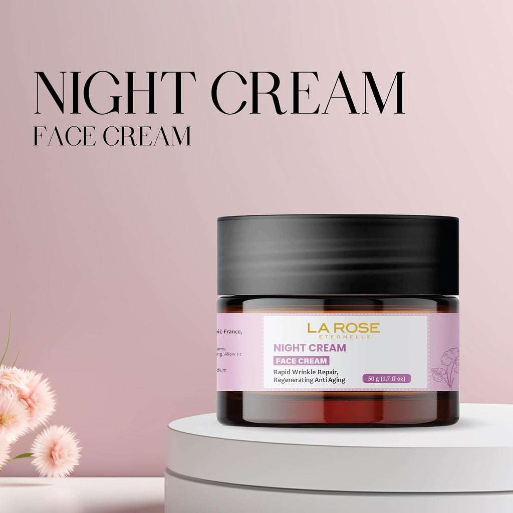 LA ROSE ETERNELLE Night Cream Overnight Facial Moisturizer for Men & Women Hydrating Skin Care Formula Lightweight Face Cream 50 g