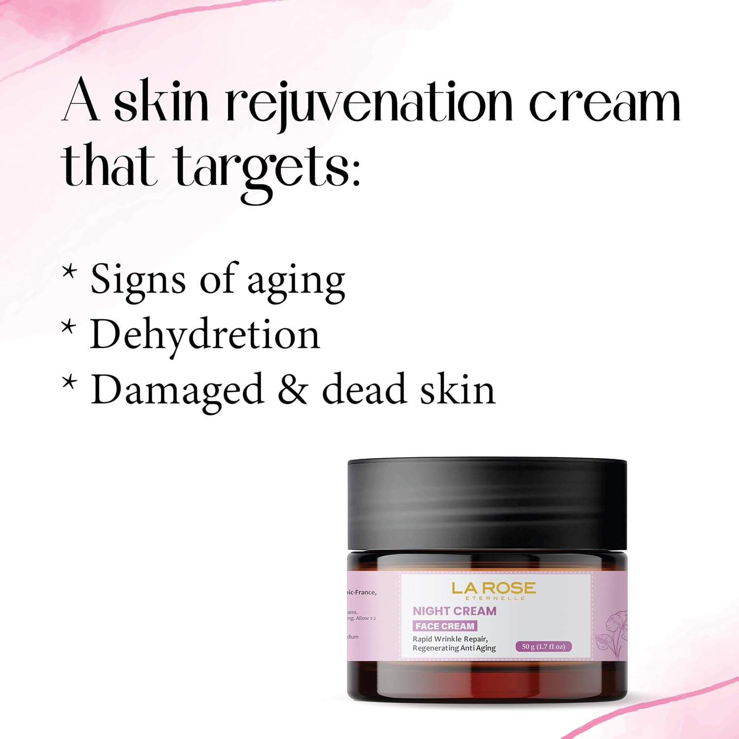 LA ROSE ETERNELLE Night Cream Overnight Facial Moisturizer for Men & Women Hydrating Skin Care Formula Lightweight Face Cream 50 g