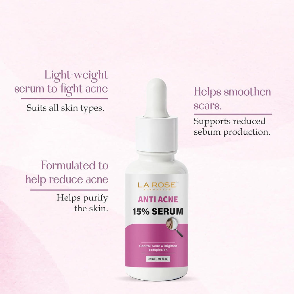 LA ROSE ETERNELLE 15% Face Serum Lightweight Facial Serum for Men & Women Daily Skin Care Formula Radiant Looking Skin 30 ml