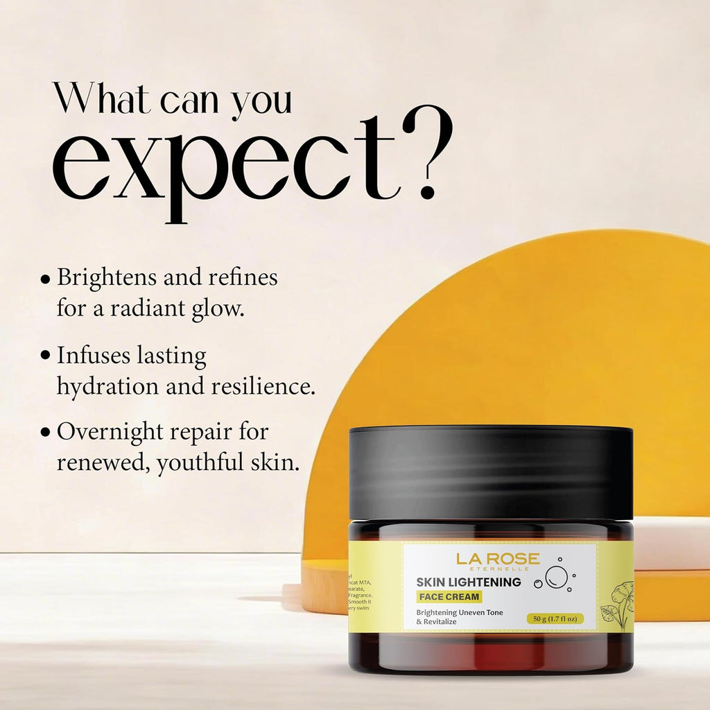 LA ROSE ETERNELLE Skin Lightening Face Cream | Daily Facial Moisturizer for Men & Women | Lightweight Hydrating Formula | Uneven Tone Care | 50 g