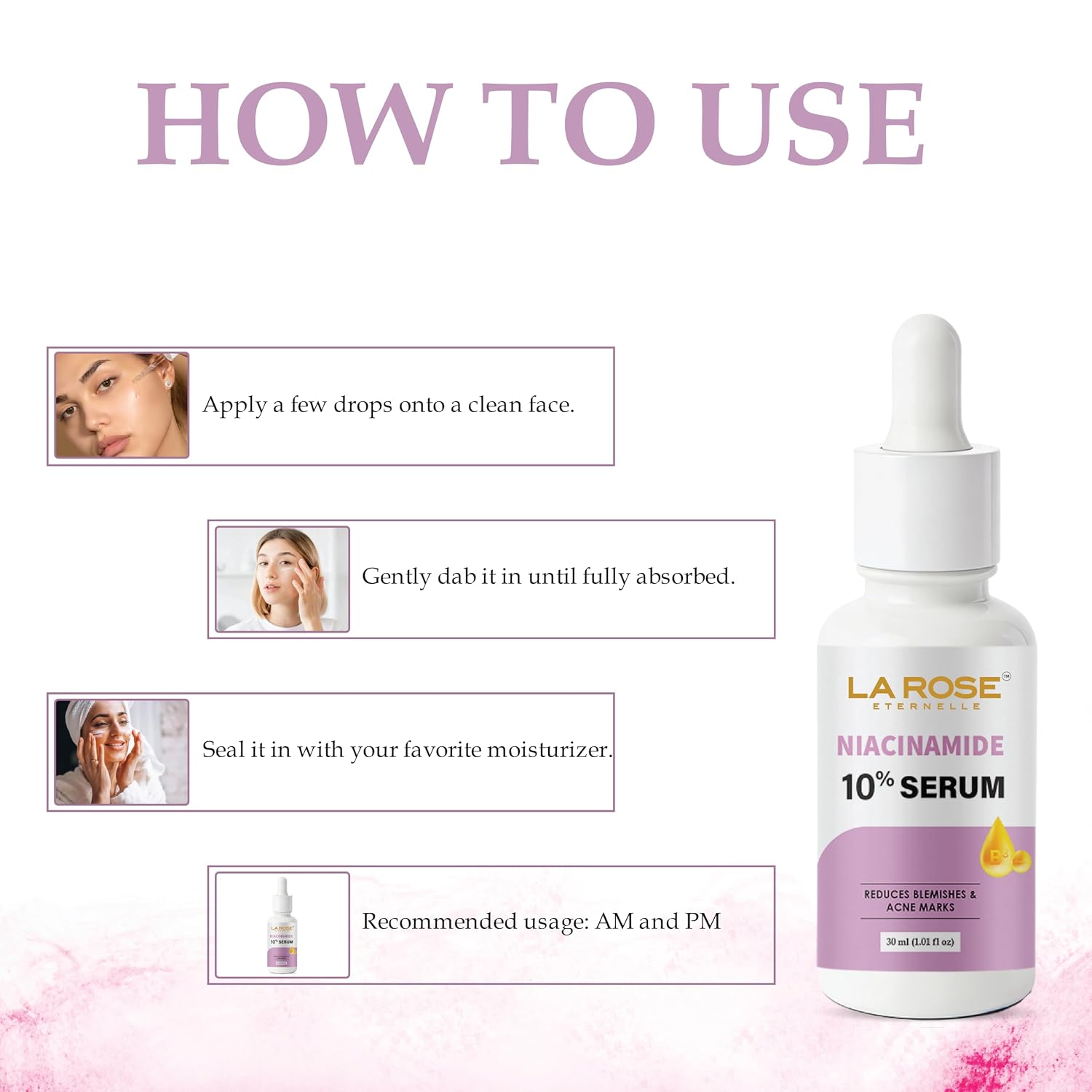 LA ROSE ETERNELLE Niacinamide 10% Serum, Reduces Blemishes and Acne Marks, 30 ml