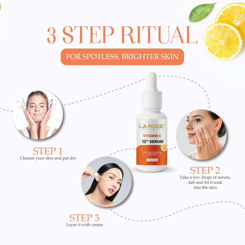 LA ROSE ETERNELLE Vitamin C 10% Serum for Hyperpigmentation and Dull Skin, 30ml