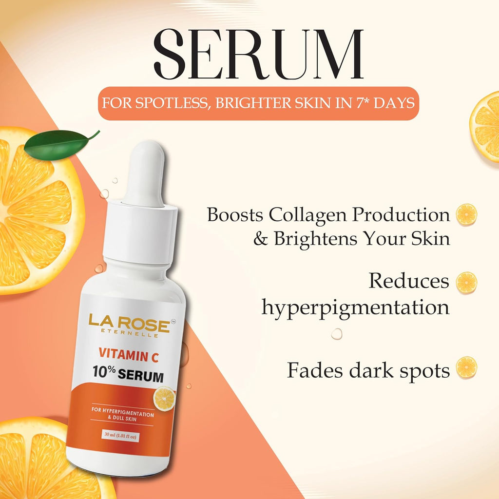LA ROSE ETERNELLE Vitamin C 10% Serum for Hyperpigmentation and Dull Skin, 30ml