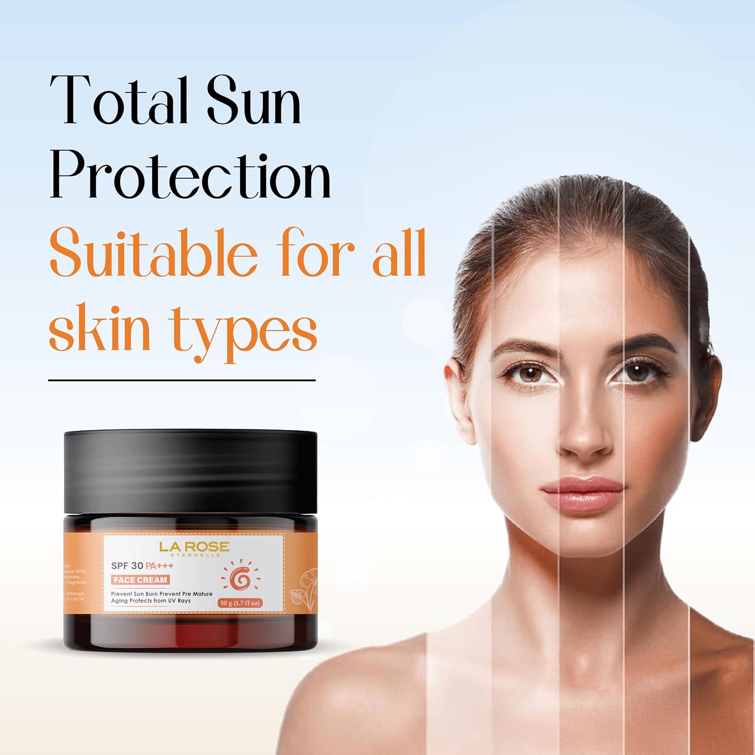 LA ROSE ETERNELLE SPF 30 PA+++ Face Cream | Daily UV Protection Moisturizer for Men & Women | Lightweight Facial Care Formula | 50 g