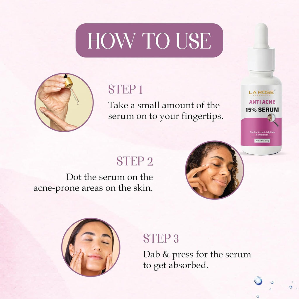 LA ROSE ETERNELLE 15% Face Serum Lightweight Facial Serum for Men & Women Daily Skin Care Formula Radiant Looking Skin 30 ml