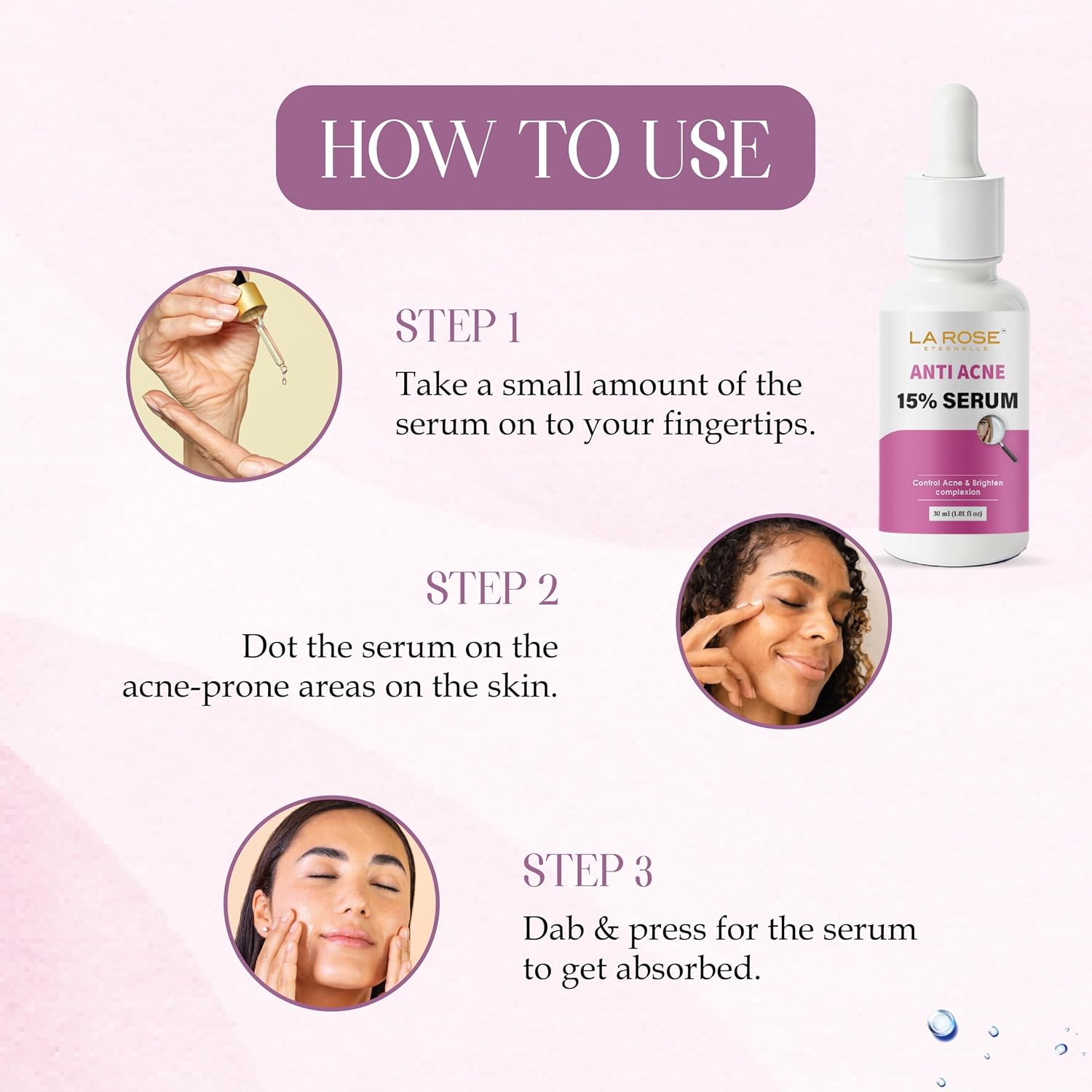 LA ROSE ETERNELLE 15% Face Serum Lightweight Facial Serum for Men & Women Daily Skin Care Formula Radiant Looking Skin 30 ml