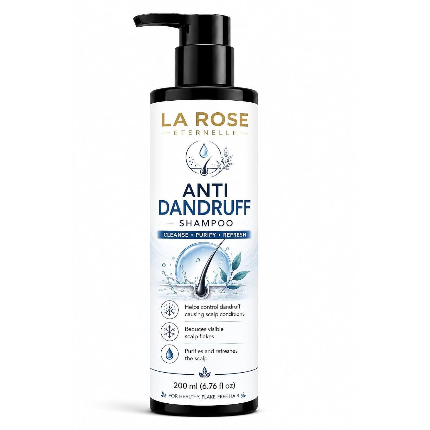 LA ROSE ETERNELLE Anti Dandruff Shampoo for Itchy Flaky Stubborn Hair, All Hair Types, 200ml (6.76 fl oz)